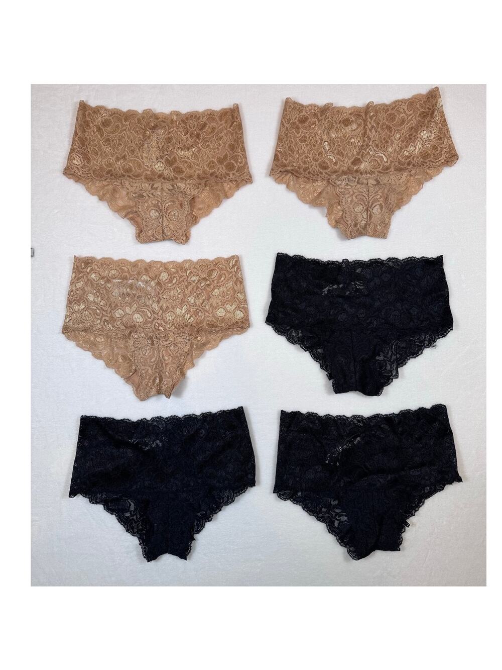 NWOT Quince Lace Panty 6 Pack in Black and Nude Size XS